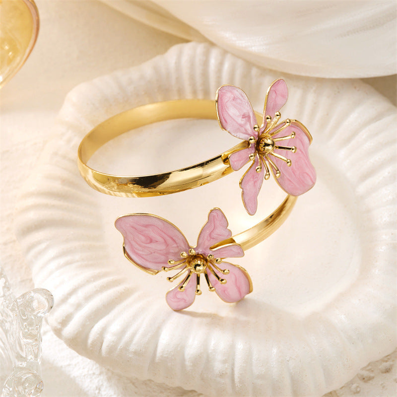 Vinatge Enamel Floral Gold Pla - DippedShop Wholesale - #0883