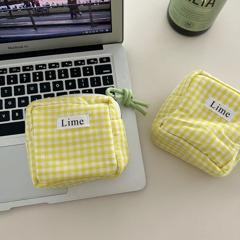Simple Color Block Plaid Coin Purse Wallets DP25C717