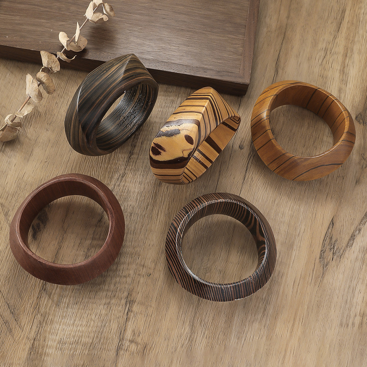 Vintage Irregular Stripe Wooden Bracelets DP25D634