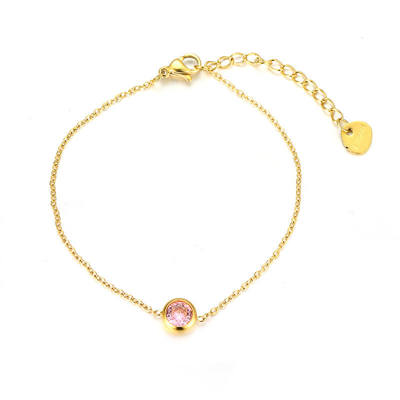 Fashion Gold Plated Cubic Zirconia Chain Bracelet 6W6JBR517