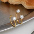 Pearl Gold Plated Open Ring - DippedShop Wholesale - #5283