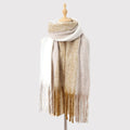 Striped Mohair Tassel Scarf - DippedShop Wholesale - #8499