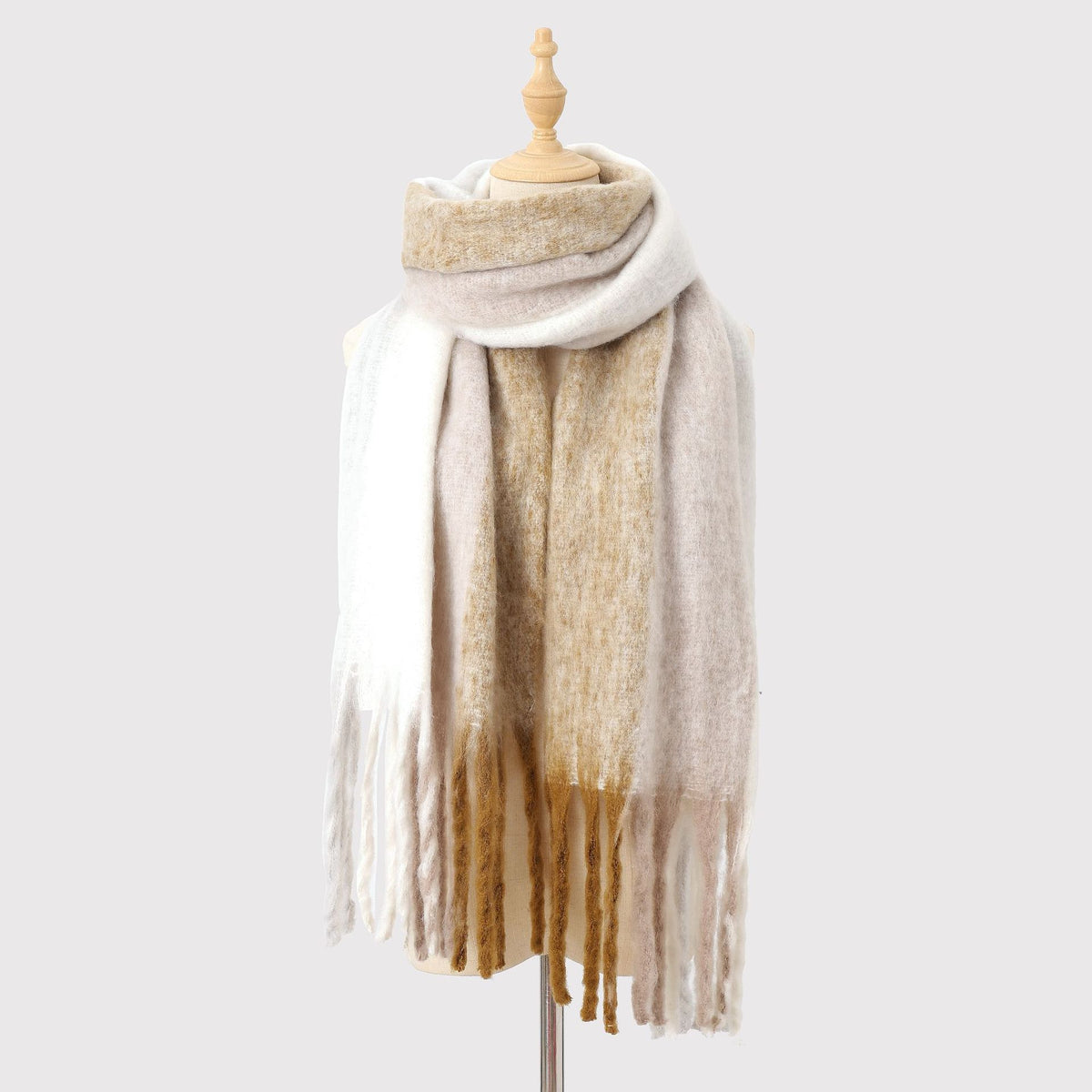 Striped Mohair Tassel Scarf - DippedShop Wholesale - #8499