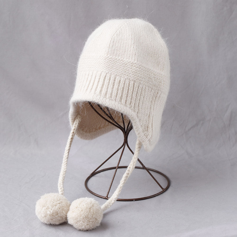 Simple Cute Pom-Pom Earflap Knit Beanie 6W6HAT692