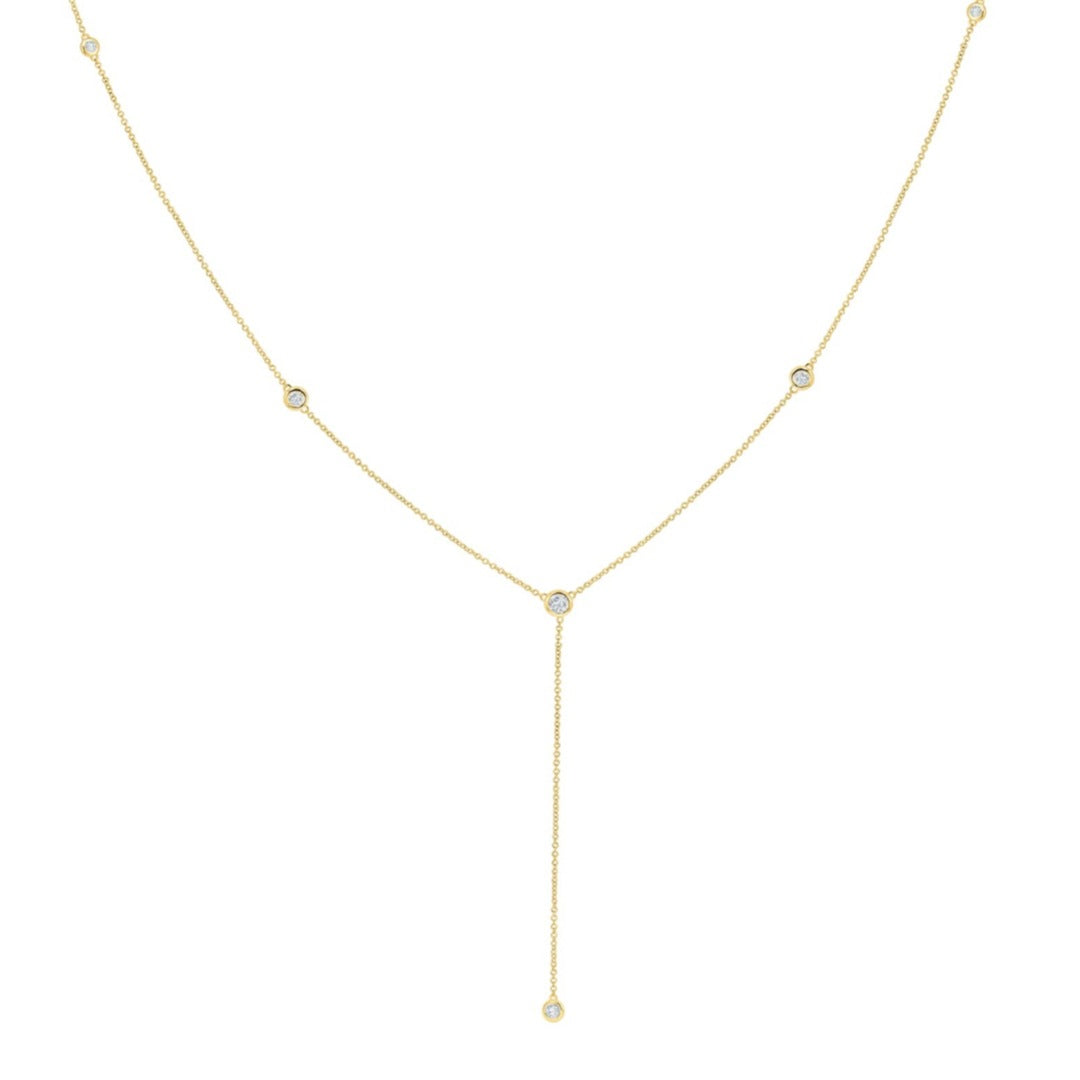 Gold Plated Rhinestone Y-Necklace - DippedShop Wholesale - #5795