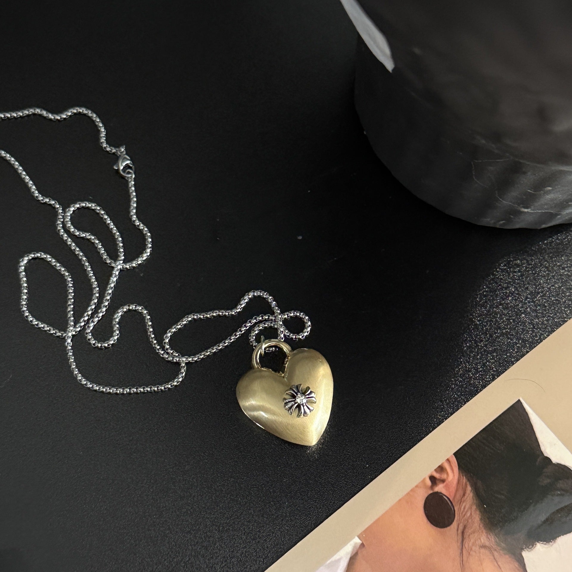 Minimalist Metal Heart Pendant Necklace 6W6JNC648