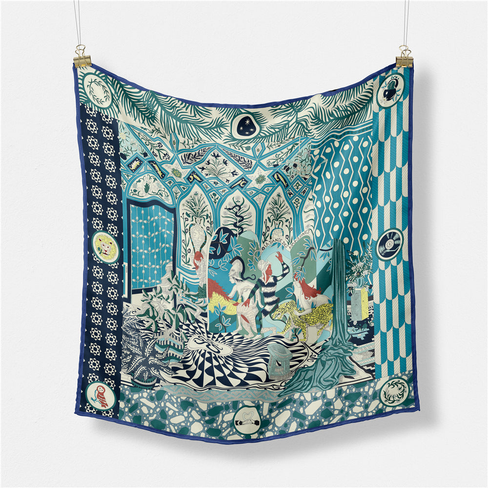 Fashion Abstract Print Versatile Square Silk Scarf 8BW6NSI14
