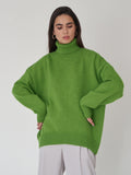 High Collar Loose Sweater - DippedShop Wholesale - #1459
