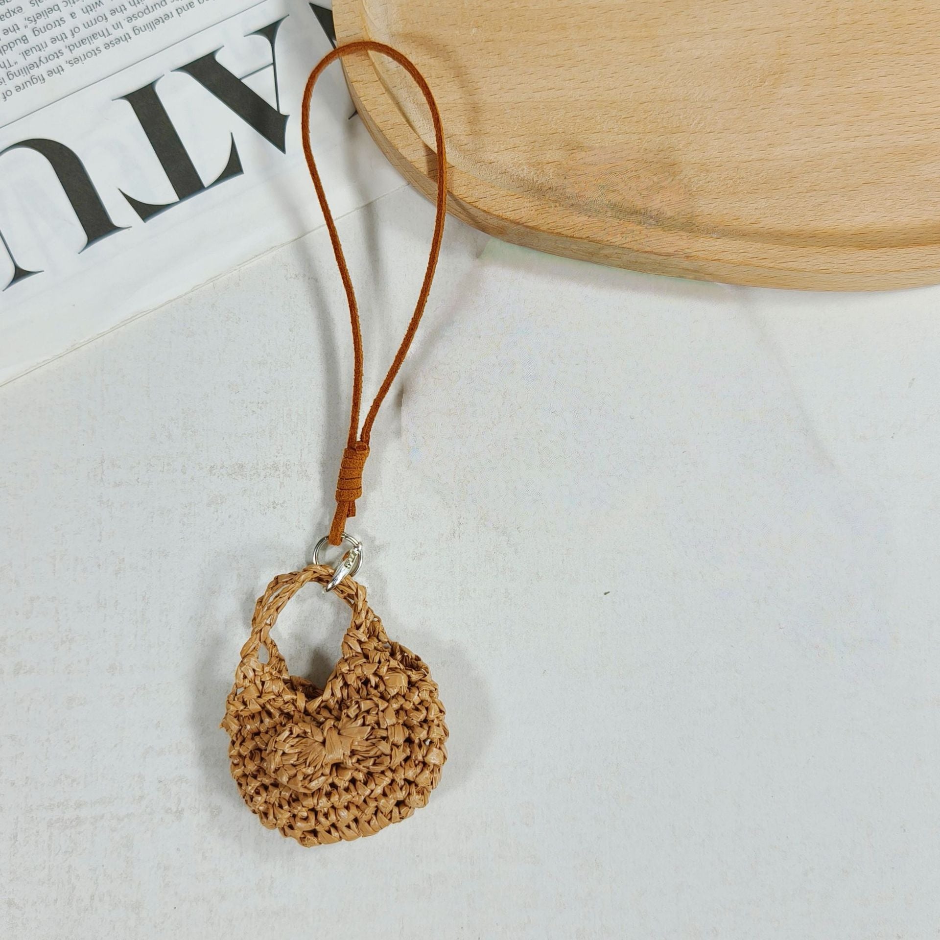 Casual Hand-Crocheted Mini Keychain Bag Charm 6W10BBC349