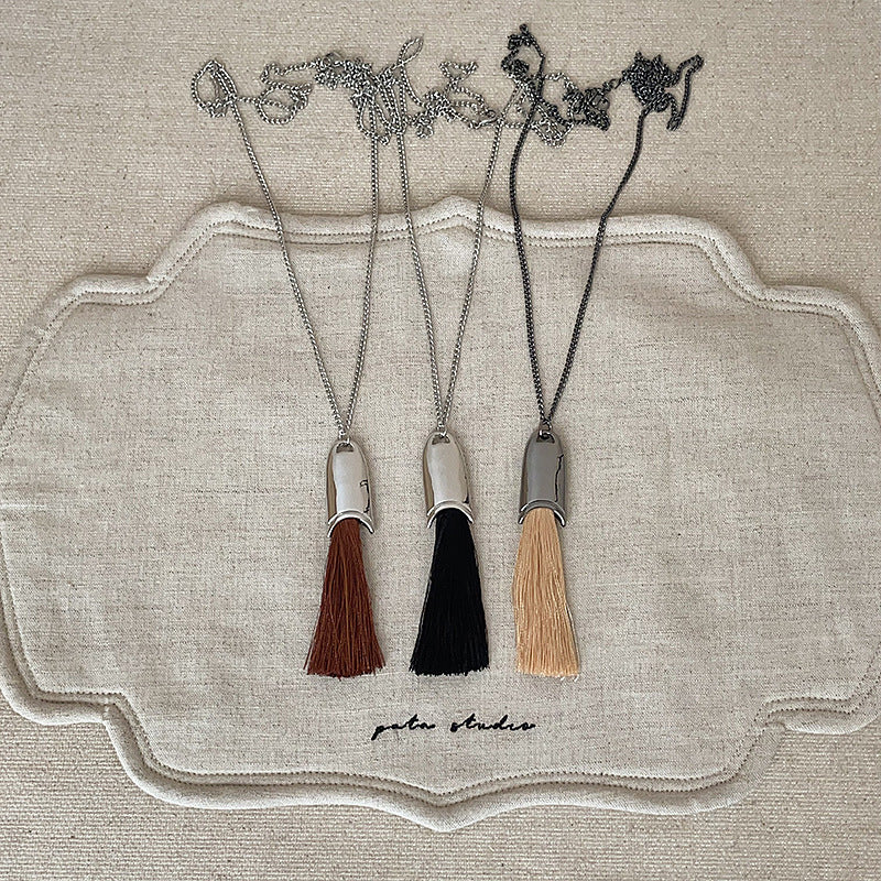 Minimalist Silver Plated Tassel Pendant Necklace 6W6JNC678