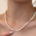 Vintage Double Layered Pearl Beaded Choker Necklace 6W6JNC442