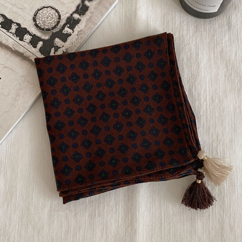 Polka Dot Paisley Print Tassel Neck Scarf MK2BK6W6HHS26