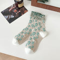 Vintage Floral Embossed Cotton Crew Socks 6W8FSO737