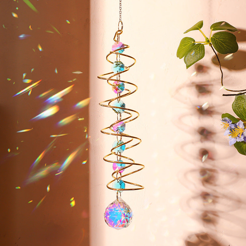 Creative Iridescent Crystal Ball Spiral Hanging Suncatcher MK2CZAS6H7HLS66