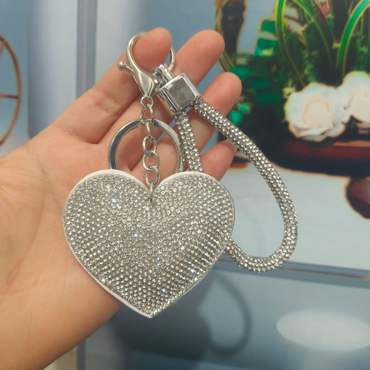 Rhinestone Heart Bag Charm - DippedShop Wholesale - #4179