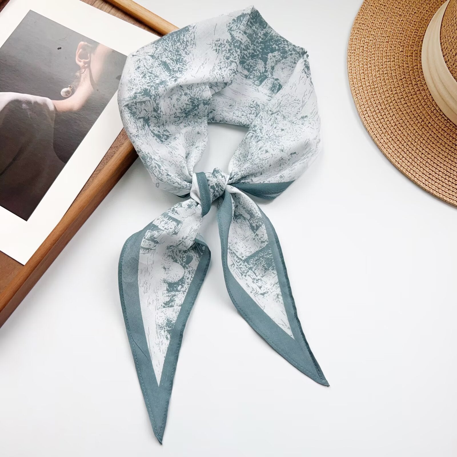 Trendy Flower Print Cotton Neckerchief Head Scarf MK2BW6W6NSI12