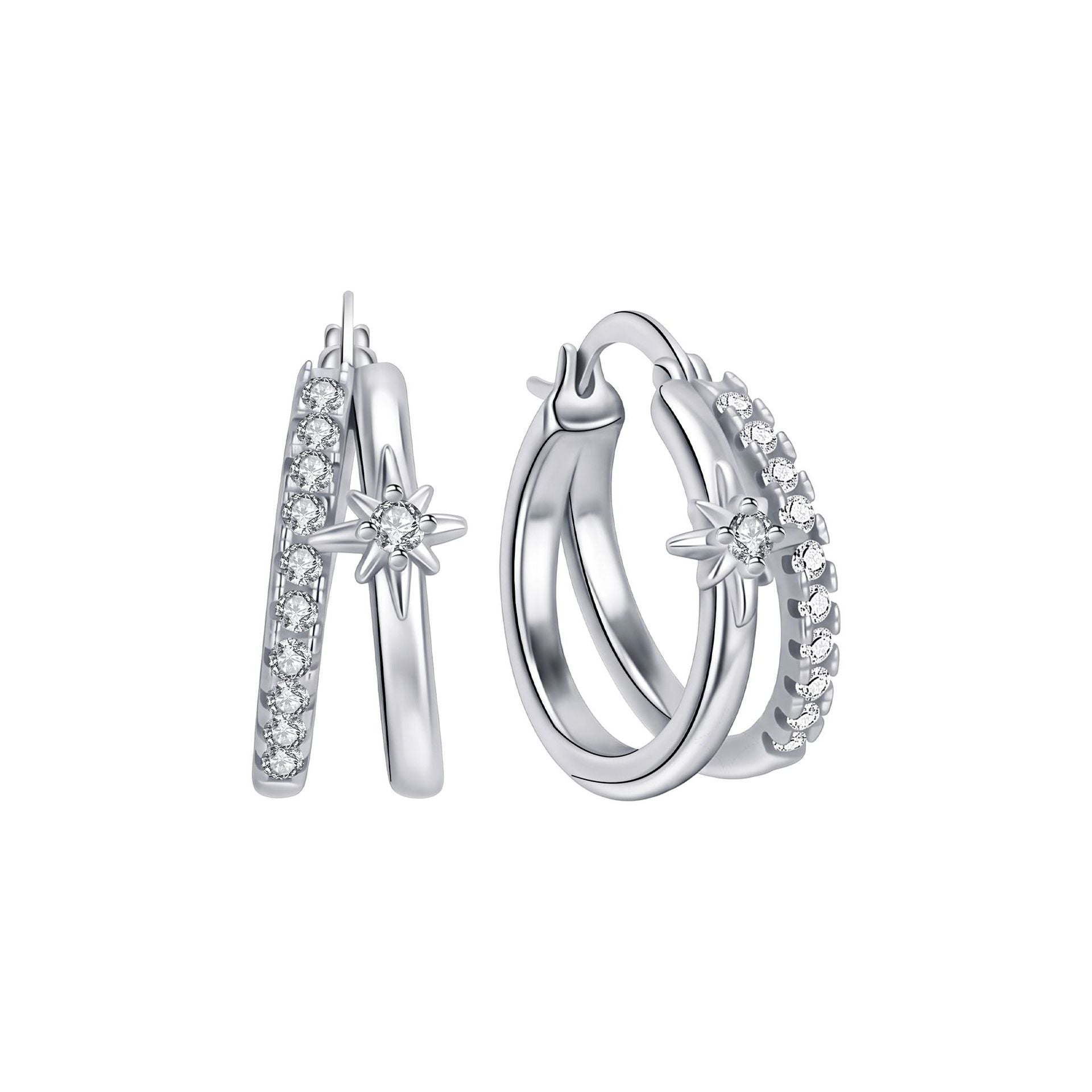 Trendy Cubic Zirconia Starburst Hoop Earrings 6W6JER597