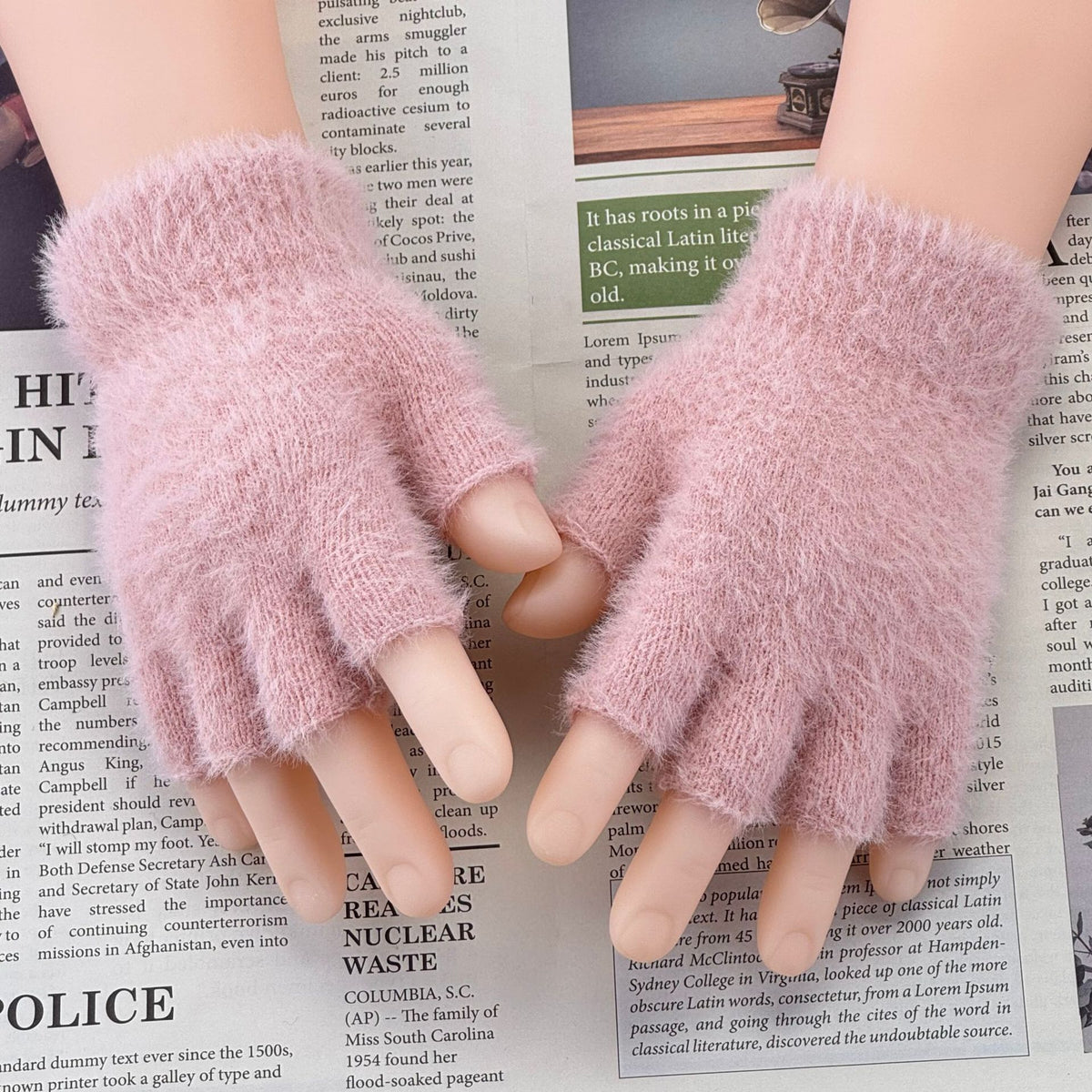 Convertible Fingerless Faux Fur Gloves - DippedShop Wholesale - #6275