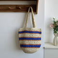 Minimalist Color Block Straw Woven Handbag MK2BK6W10BBG10