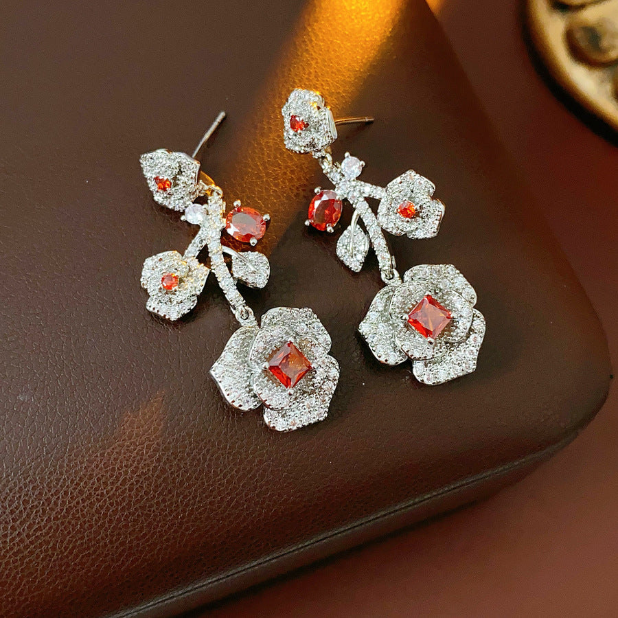 Vintage Rhinestone Rose Chain Buckle Necklace 6W6JNC921