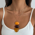 Hammered Resin Pendant Necklace - DippedShop Wholesale - #0483
