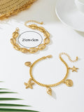 Boho Style Shell Pendant Chain Anklet 8ZA6JAB38L