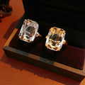 Chunky Square Cubic Zirconia Open Ring 6W6JRG361