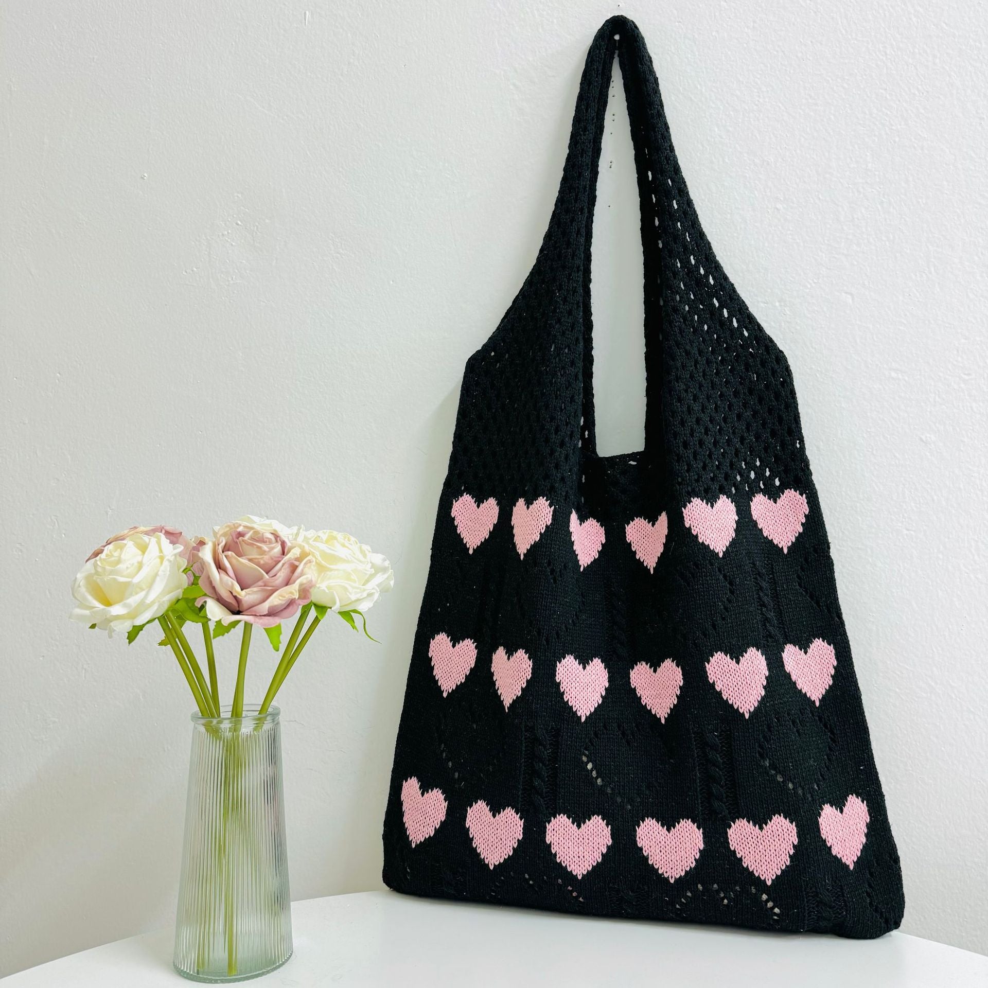 Love Pattern Knit Tote - DippedShop Wholesale - #1587