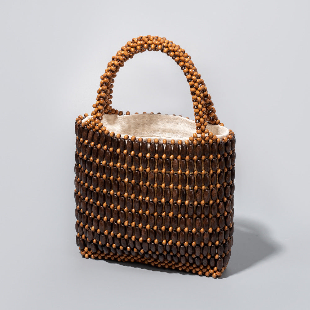 Wooden Bead Woven Handbags DPFB0606