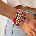 Gold Plated Irregular Beaded Chain Bracelets Set 8ZA6JBR135T