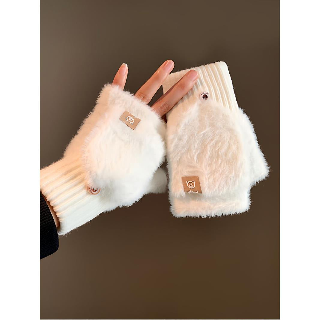 Faux Fur Convertible Fingerless Gloves - DippedShop Wholesale - #4179