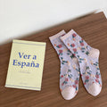 Jacquard Floral Crew Socks - DippedShop Wholesale - #4179