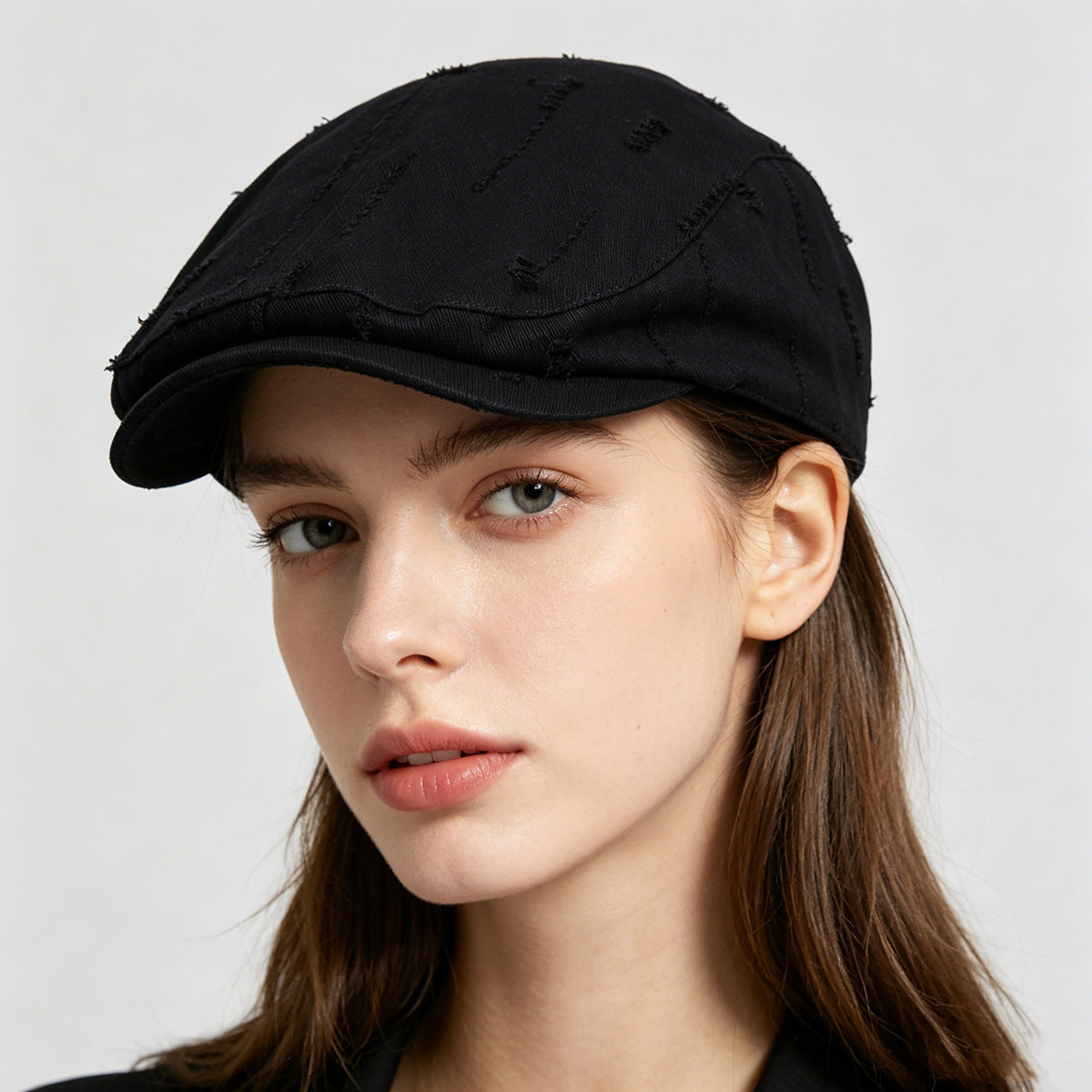 Casual Distressed Solid Color Newsboy Cap 8BK6HAT195L