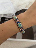 Vintage Enamel Gold Cuff Dripping Oil Bangle Bracelet 6W6JBR609