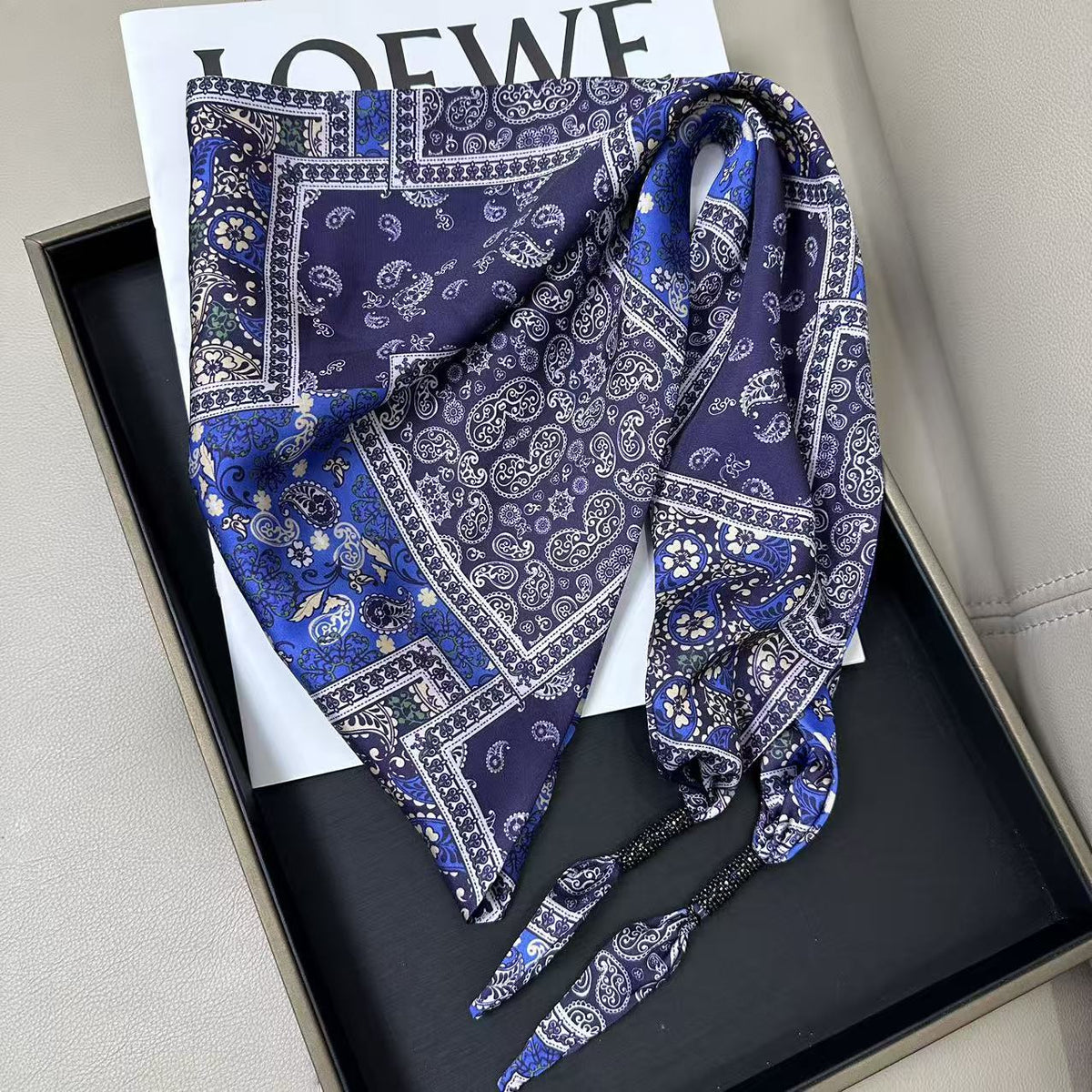 Cashew Print Silk Scarf - DippedShop Wholesale - #4195