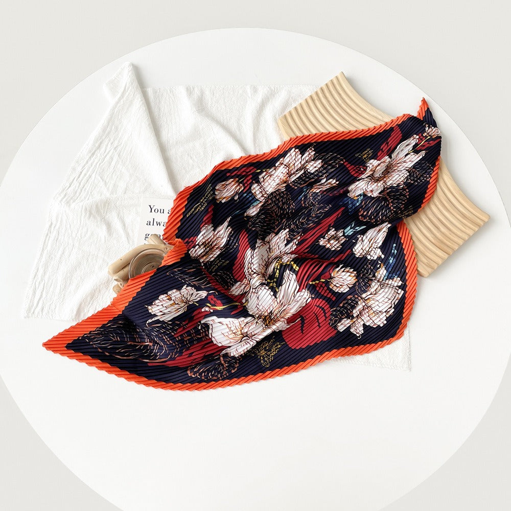 Pleated Floral Neckerchief Scarf - DippedShop Wholesale - #0627