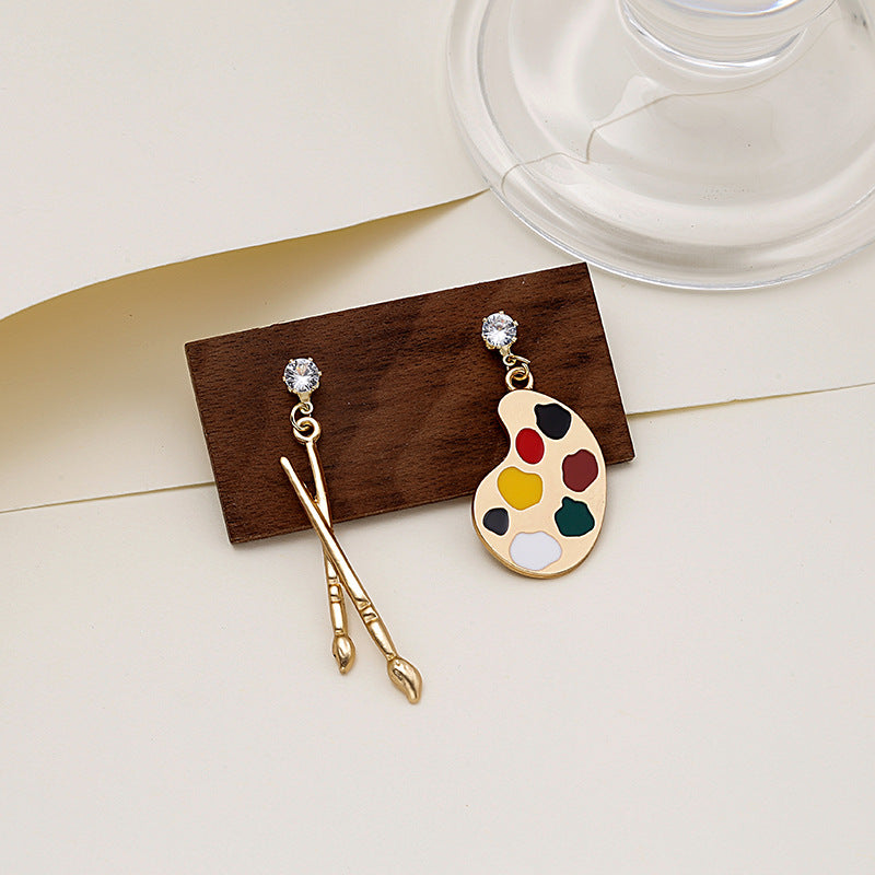 Palette Paintbrush Dangle Earrings - DippedShop Wholesale - #7523