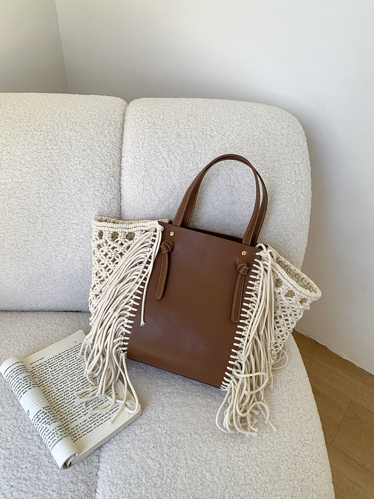 Vintage Hollow Tassel Large Capacity Tote Bag 8BW6BBG423T