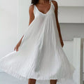 V-Neck String Shoulder Dress - DippedShop Wholesale - #9155