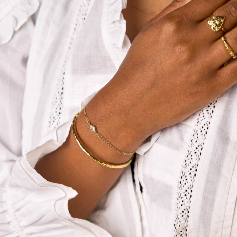 Simple Gold Plated Star Flower Chain Bracelet 6W6JBR530
