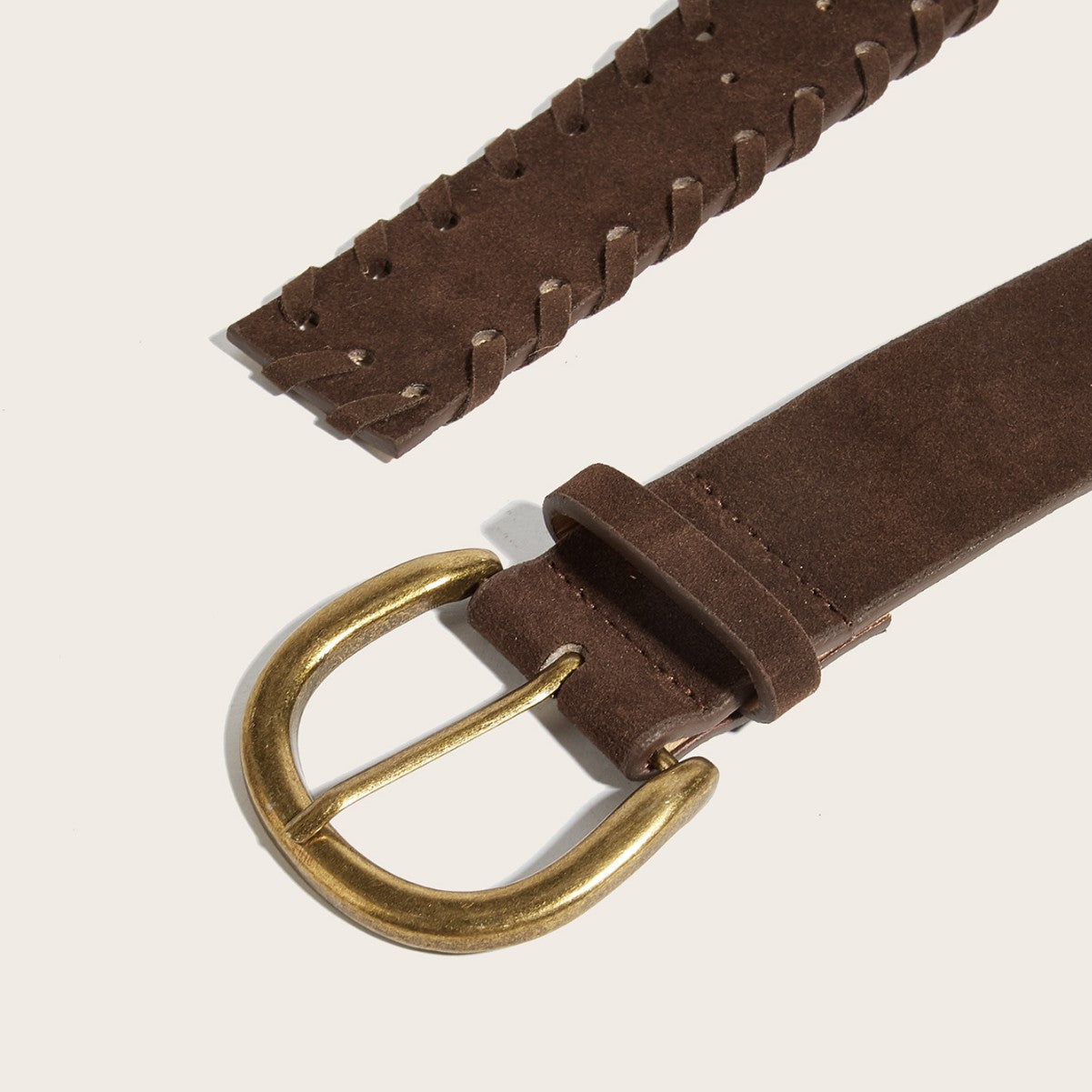 Vintage Braided Edge Pin Buckle Suede Belt MK2LEEP6W6JBT47