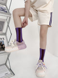 Vibrant Color Block Vertical Striped Crew Socks 6W8FSO667