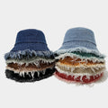 Frayed Wide Brim Bucket Hat - DippedShop Wholesale - #9795