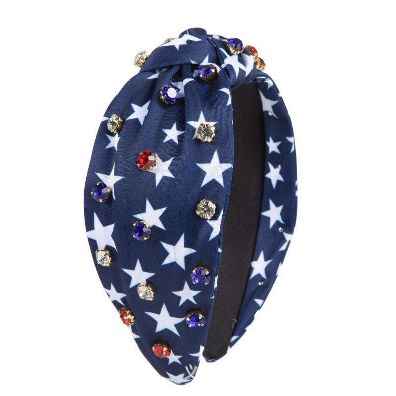 Stylish Color Block American Flag Knotted Hair Band 8AS6HBD61T
