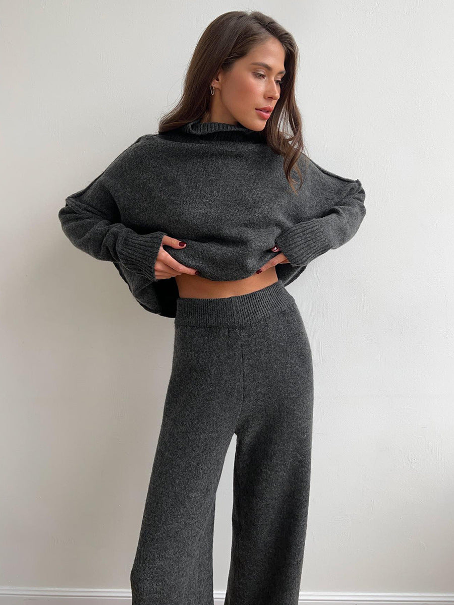 Loose High Collar Knit Set - DippedShop Wholesale - #3059