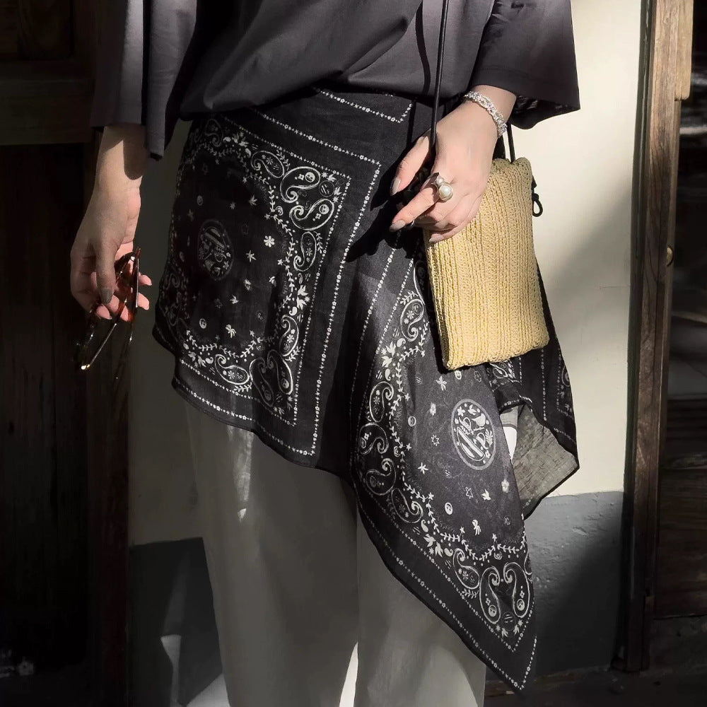 Vintage Floral Print Layered Tie Side Wrap Skirt 6W1SL38