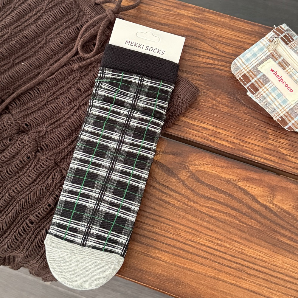 Plaid Crew Socks - DippedShop Wholesale - #2035