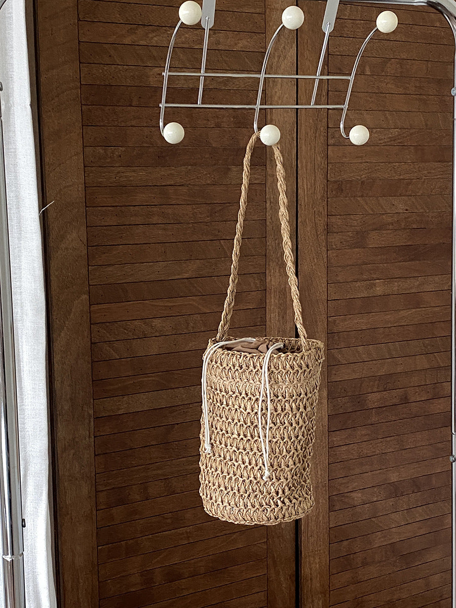 Minimalist Solid Color Hollow Straw Handbag MK2BLW6W10BBG355