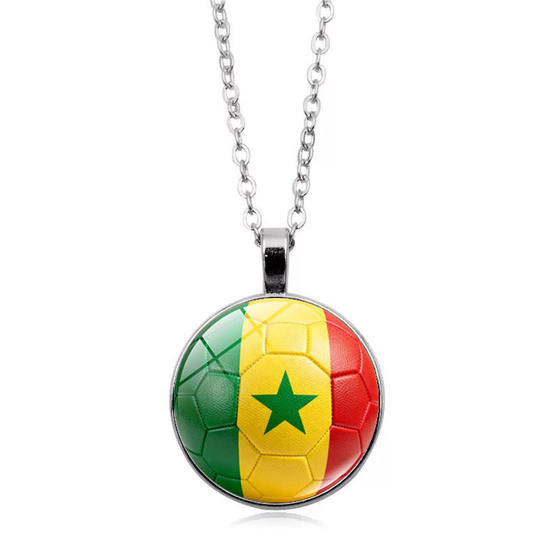 Stylish Country Flag Football Shape Pendant Necklace 8ZA6JNC279T