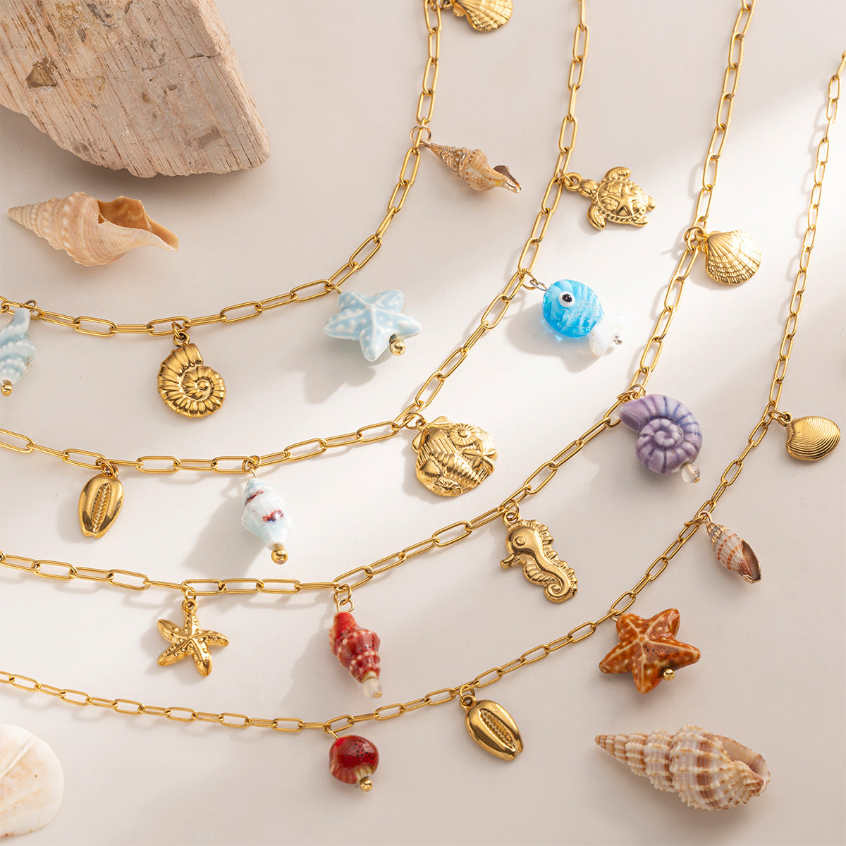 Gold Plated Shell Necklace - DippedShop Wholesale - #4483